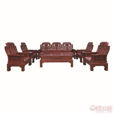 博君红木家具 匠心定制中式古典客厅福禄寿沙发十件套